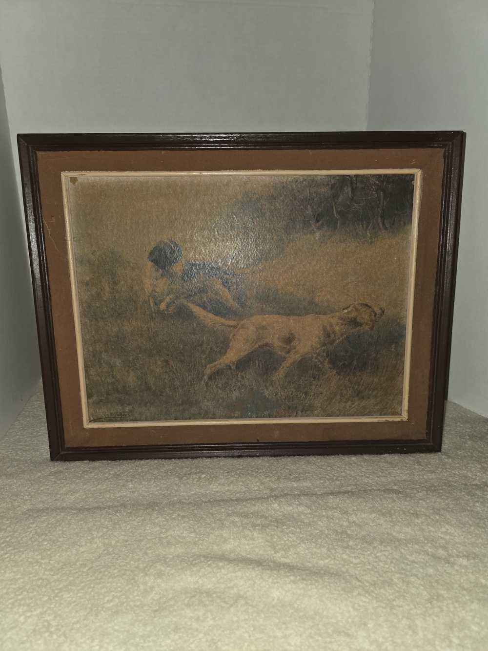 Vintage " Two Pointers In The Field" By Edmund Osthaus Print